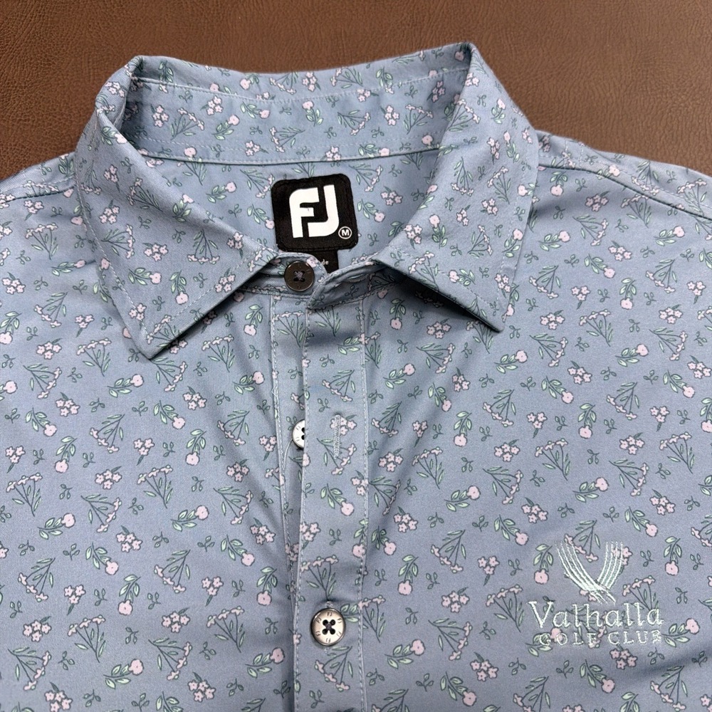 FootJoy Golf Polo FJ Men's Medium VALHALLA Country Club Floral Print AOP Rare!!
